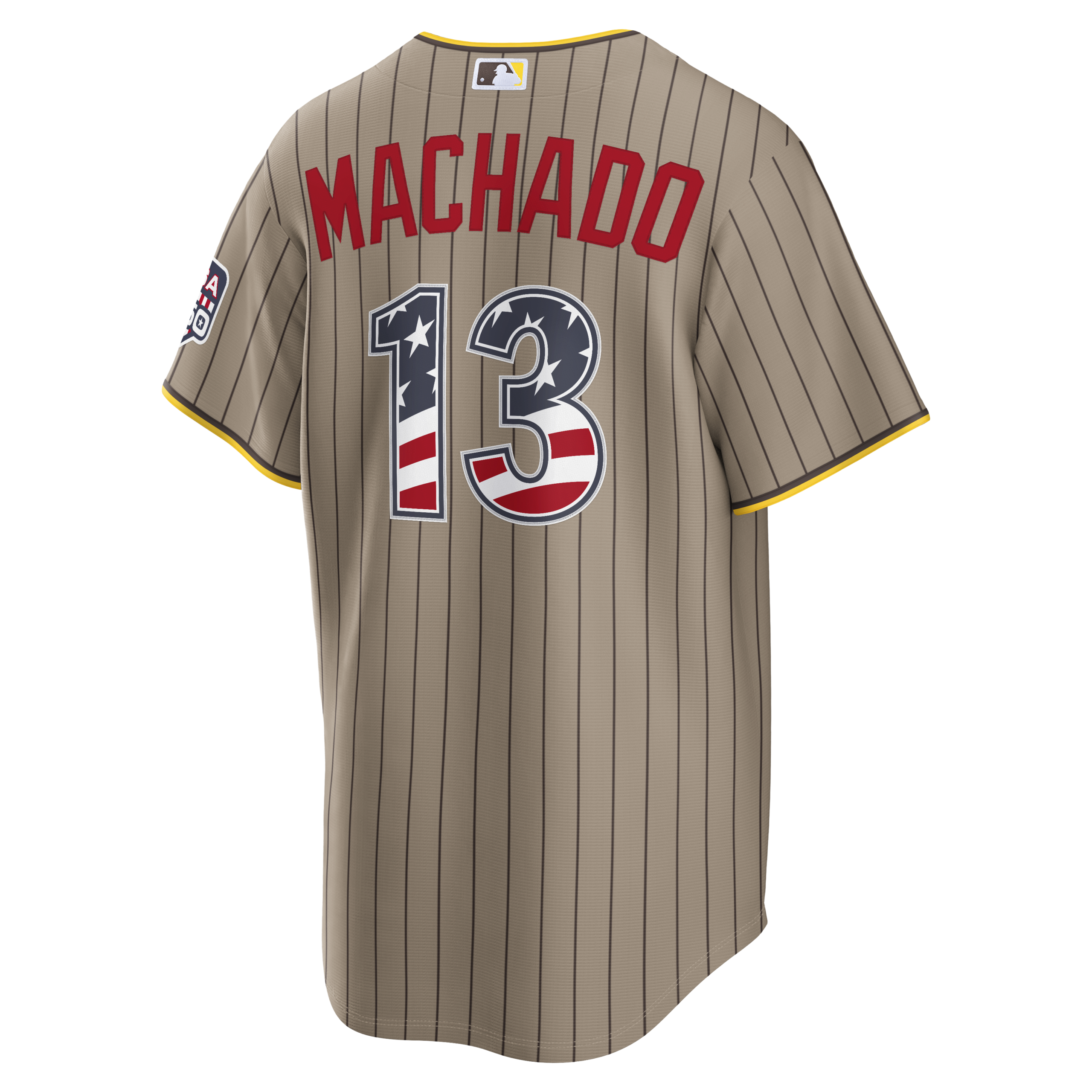 Unisex San Diego Padres Manny Machado Sand USA 250 Fourth of July Alternate Graphic Baseball Jersey for Baseball Fans - Image 4