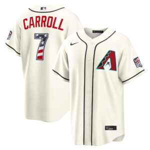 Unisex Arizona Diamondbacks Corbin Carroll Cream USA 250 Fourth of July Home Graphic Baseball Jersey for Baseball Fans