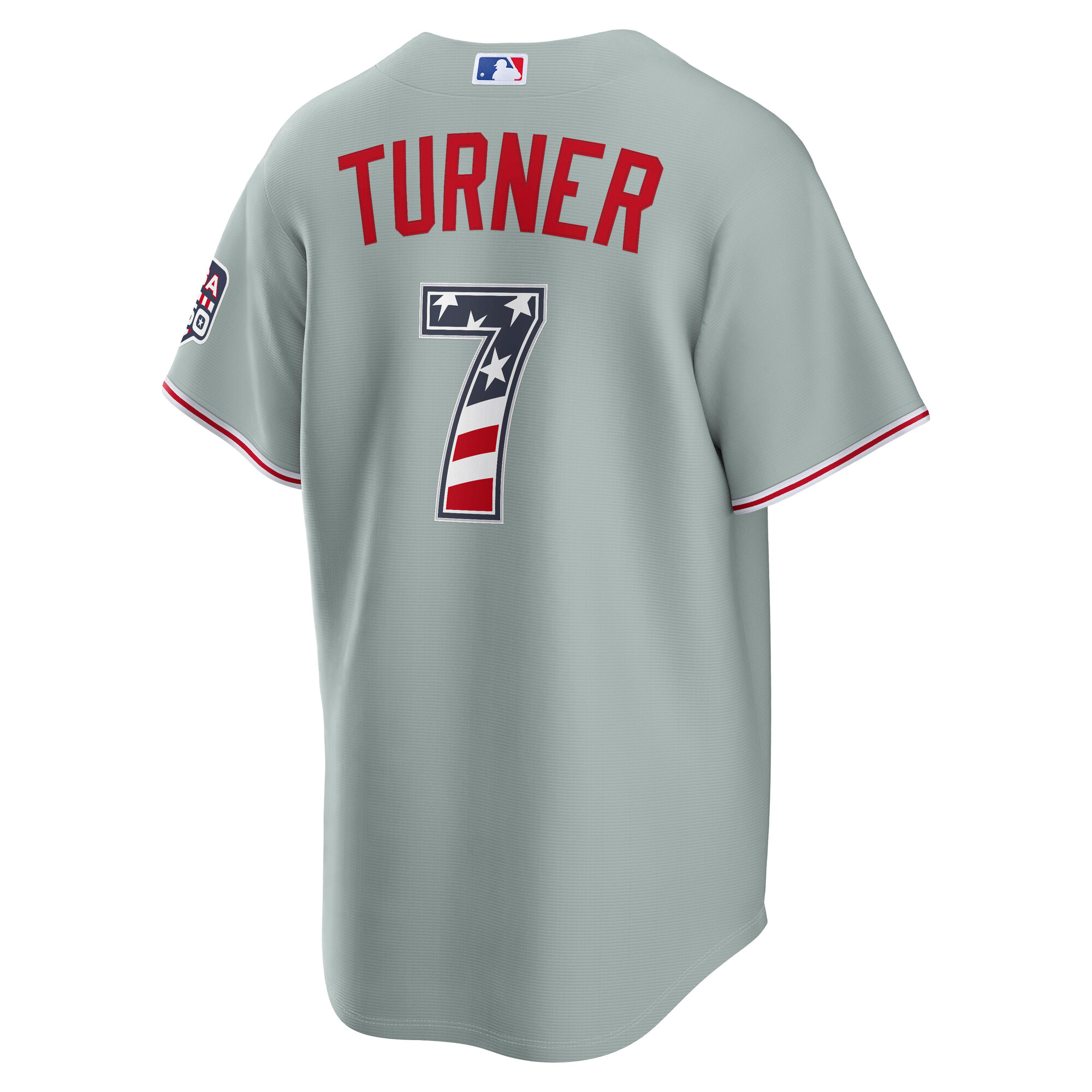 Unisex Philadelphia Phillies Trea Turner Gray USA 250 Fourth of July Road Graphic Baseball Jersey for Baseball Fans - Image 4