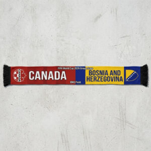 Global Soccer Event 2026 Canada Vs Bosnia And Herzegovina Football Scarf Red Blue