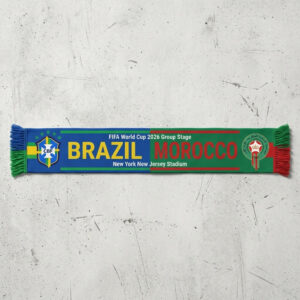 Global Soccer Event 2026 Brazil Vs Morocco Football Scarf National Crests