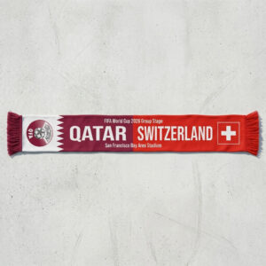 Global Soccer Event 2026 Qatar Vs Switzerland Football Scarf Fringed Ends