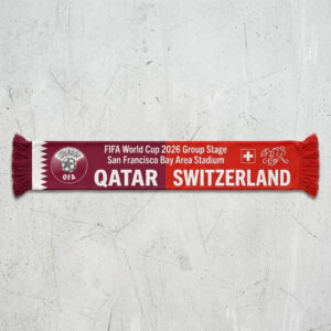 Global Soccer Event 2026 Qatar Vs Switzerland Football Scarf Vibrant Red