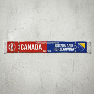 Global Soccer Event 2026 Canada Vs Bosnia And Herzegovina Football Scarf Fringed Ends