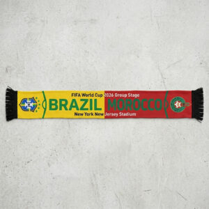 Global Soccer Event 2026 Brazil Vs Morocco Football Scarf Split Design
