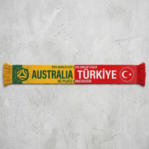 Global Soccer Event 2026 Australia Vs Turkey Football Scarf Red Green