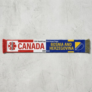 Global Soccer Event 2026 Canada Vs Bosnia And Herzegovina Football Scarf Bold Typography