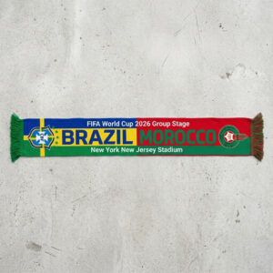 Global Soccer Event 2026 Brazil Vs Morocco Football Scarf Two Sided