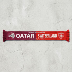 Global Soccer Event 2026 Qatar Vs Switzerland Football Scarf Vertical Split