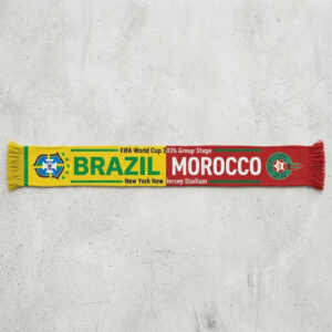 Global Soccer Event 2026 Brazil Vs Morocco Football Scarf Bold Lettering