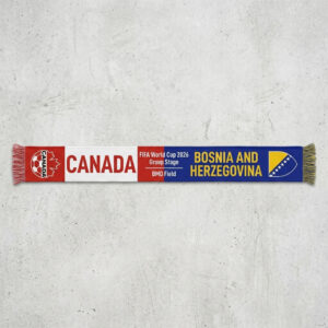 Global Soccer Event 2026 Canada Vs Bosnia And Herzegovina Football Scarf Split Design