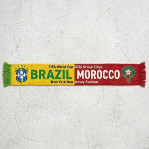 Global Soccer Event 2026 Brazil Vs Morocco Football Scarf Fringed Ends