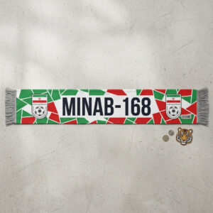 Global Soccer Event 2026 Minab-168 Football Scarf Flat Lay