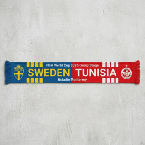 Global Soccer Event 2026 Sweden Vs Tunisia Football Scarf National Crests