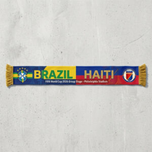 Global Soccer Event 2026 Brazil Vs Haiti Football Scarf Blue Red