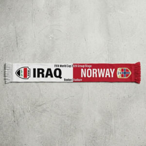 Global Soccer Event 2026 Iraq Vs Norway Football Scarf Bold Typography