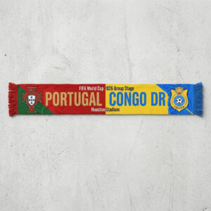 Global Soccer Event 2026 Portugal Vs Congo DR Football Scarf Bold Lettering
