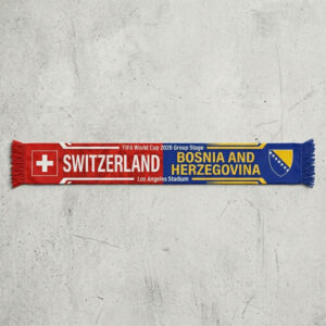 Global Soccer Event 2026 Switzerland Vs Bosnia And Herzegovina Football Scarf Fringed Ends