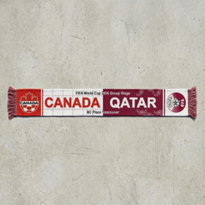 Global Soccer Event 2026 Canada Vs Qatar Football Scarf Fringed Ends