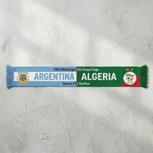 Global Soccer Event 2026 Argentina Vs Algeria Football Scarf Bold Typography