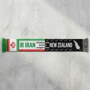 Global Soccer Event 2026 IR Iran Vs New Zealand Football Scarf Silver Fern