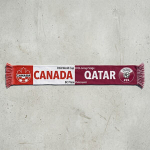 Global Soccer Event 2026 Canada Vs Qatar Football Scarf Vancouver Edition