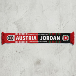 Global Soccer Event 2026 Austria Vs Jordan Football Scarf Red Green