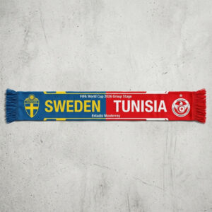 Global Soccer Event 2026 Sweden Vs Tunisia Football Scarf Fringed Ends