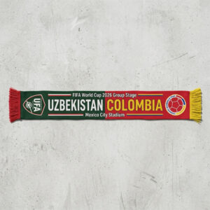 Global Soccer Event 2026 Uzbekistan Vs Colombia Football Scarf Blue Yellow