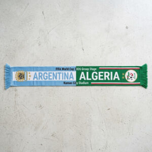 Global Soccer Event 2026 Argentina Vs Algeria Football Scarf Dual Crest