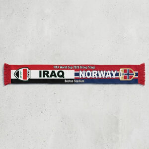 Global Soccer Event 2026 Iraq Vs Norway Football Scarf White Red