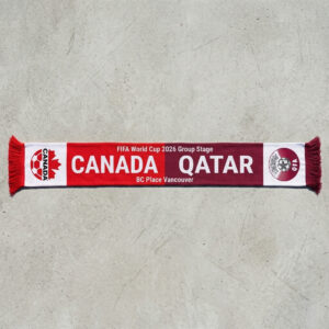 Global Soccer Event 2026 Canada Vs Qatar Football Scarf Dual Crest