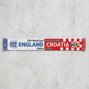 Global Soccer Event 2026 England Vs Croatia Football Scarf White Blue