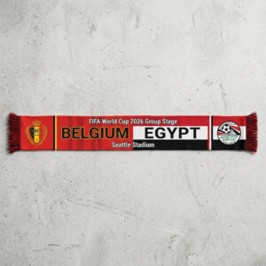 Global Soccer Event 2026 Belgium Vs Egypt Football Scarf Bold Typography