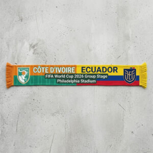 Global Soccer Event 2026 Côte D’Ivoire Vs Ecuador Football Scarf Fringed Edge