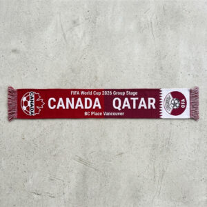 Global Soccer Event 2026 Canada Vs Qatar Football Scarf Zigzag Border