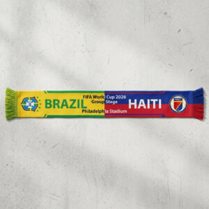 Global Soccer Event 2026 Brazil Vs Haiti Football Scarf Dual Crest