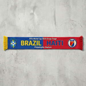 Global Soccer Event 2026 Brazil Vs Haiti Football Scarf Half Design