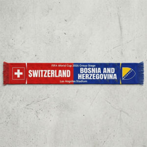 Global Soccer Event 2026 Switzerland Vs Bosnia And Herzegovina Football Scarf Two Tone