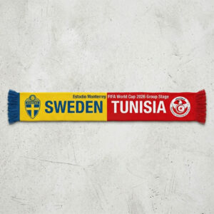 Global Soccer Event 2026 Sweden Vs Tunisia Football Scarf Bold Typography