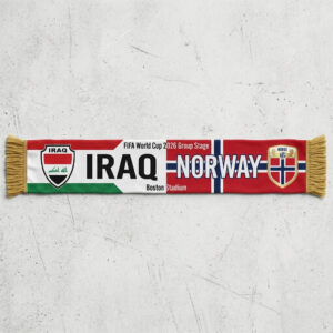 Global Soccer Event 2026 Iraq Vs Norway Football Scarf Half Design