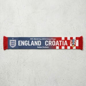 Global Soccer Event 2026 England Vs Croatia Football Scarf Split Colors