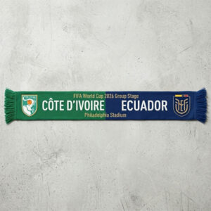 Global Soccer Event 2026 Côte D’Ivoire Vs Ecuador Football Scarf Two Sided