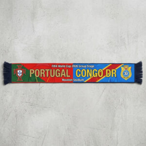 Global Soccer Event 2026 Portugal Vs Congo DR Football Scarf Red Blue