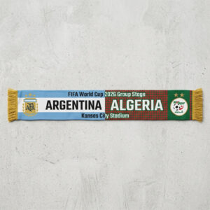 Global Soccer Event 2026 Argentina Vs Algeria Football Scarf Split Colors