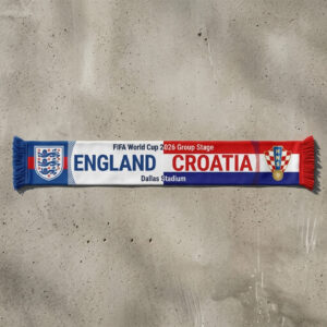 Global Soccer Event 2026 England Vs Croatia Football Scarf Dual Crest