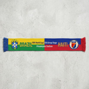 Global Soccer Event 2026 Brazil Vs Haiti Football Scarf Fringed Ends
