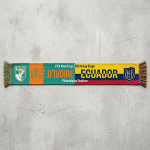 Global Soccer Event 2026 Côte D’Ivoire Vs Ecuador Football Scarf Contrast Tones