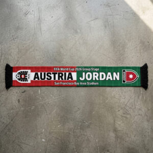Global Soccer Event 2026 Austria Vs Jordan Football Scarf Dual Crest