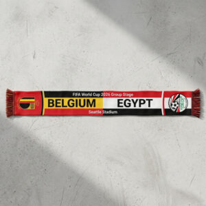 Global Soccer Event 2026 Belgium Vs Egypt Football Scarf Vibrant Print